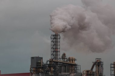 Bitkinin bacasından dumanlar yükseliyor.