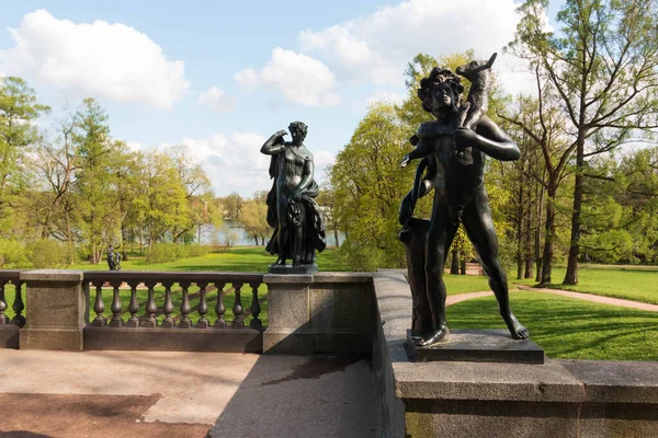 Park Sommer Mit Rasenflächen Und Teich — Stockfoto