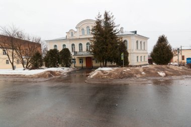 streets of the winter gray city in russia