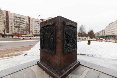 streets of the winter gray city in russia