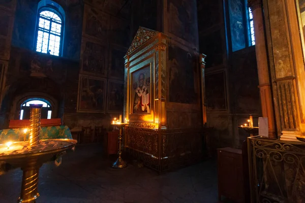 Ikonostázy Uvnitř Ortodoxní Církve — Stock fotografie