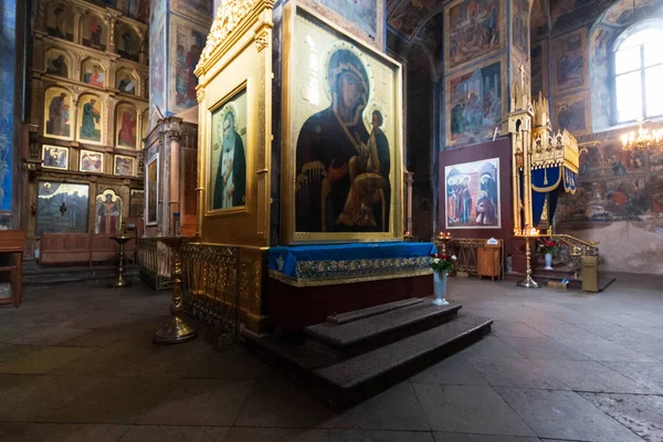 Sala Igreja Madeira Dentro Com Ícones — Fotografia de Stock