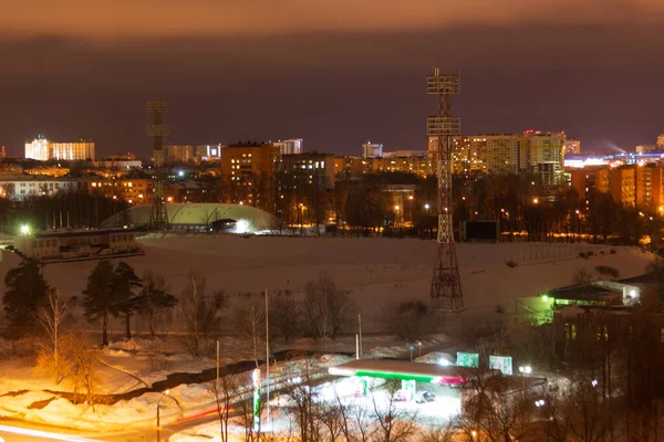 Calles Nocturnas Ciudad Izhevsk — Foto de Stock