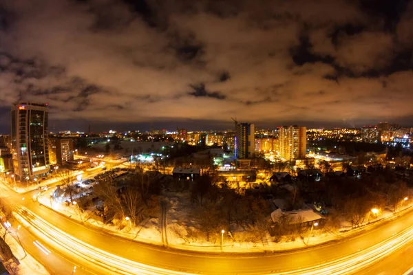 Nacht Straten Van Stad Izjevsk — Stockfoto