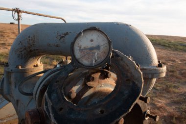 Tarladaki bir arabanın paslı kalıntıları.