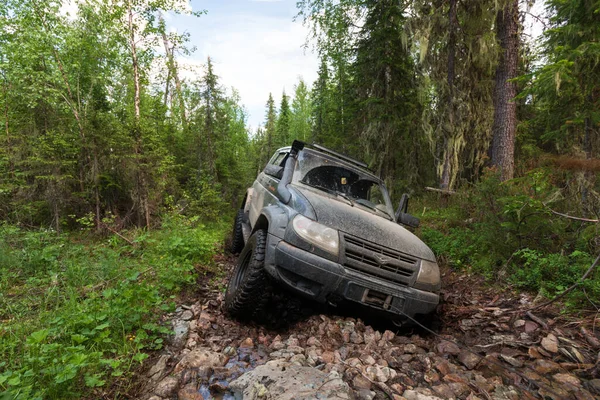 Carro Ficou Preso Fora Estrada — Fotografia de Stock