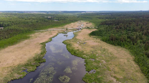 Hermoso Río Serpenteante Junto Bosque Imágenes De Stock Sin Royalties Gratis