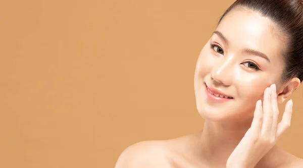 Bellezza Donne Asiatiche Ritratto Viso Con Cura Della Pelle Sana — Foto Stock