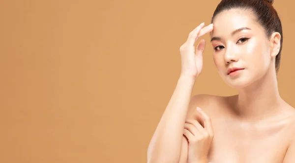 Skönhet Asiatiska Kvinnor Porträtt Ansikte Med Hudvård Frisk Och Hud — Stockfoto