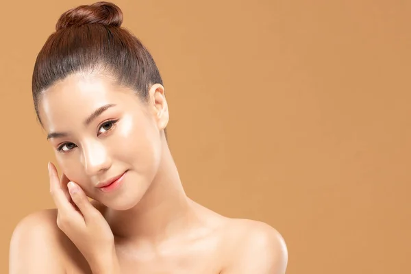 Beauté Asiatique Femmes Portrait Visage Avec Soin Peau Saine Peau — Photo