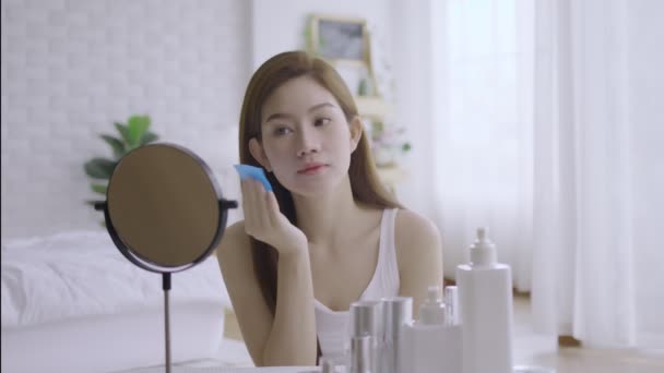 Beauté Asiatique Femme Visage Avec Papier Buvard — Video