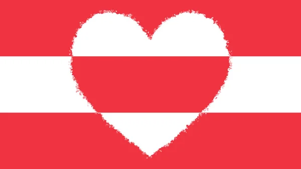 Zászló Ausztria Egy Nagy Dekoratív Szív Zászlók Színek Közepén — Stock Fotó