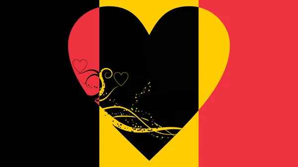 Belgická Vlajka Velkým Ozdobným Srdcem Vlajkových Barvách Uprostřed — Stock fotografie