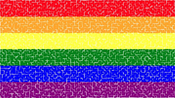 Rainbow Gay Trots Vlag Achtergrond Met Een Decoratieve Gebroken Tegels — Stockfoto