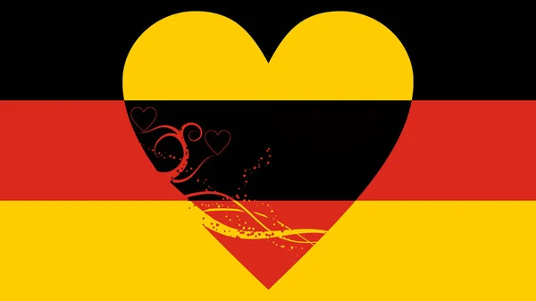 Bandeira Alemanha Com Grande Coração Decorativo Nas Cores Bandeiras Meio — Fotografia de Stock