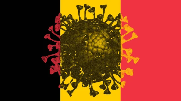 Belgie Vlajka Obrázkem Viru Covid Barvách Vlajek — Stock fotografie