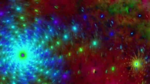 美しいサイケデリックな4K反時計回りに螺旋状の銀河の背景ビデオで鮮やかな色と詳細な移動輝く運動ぼやけた星と — ストック動画