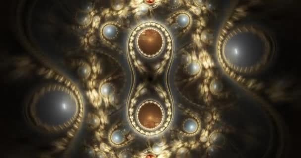 Абстрактное Фрактальное Видео Сделанное Взаимосвязанных Сбалансированных Колец Балок Шаров Звезд — стоковое видео