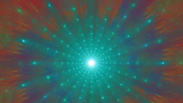 美しいカラフルなループが可能なサイケデリック4k回転銀河の背景ビデオで輝く色で詳細な動きの速い輝く動きのぼやけた星 — ストック動画