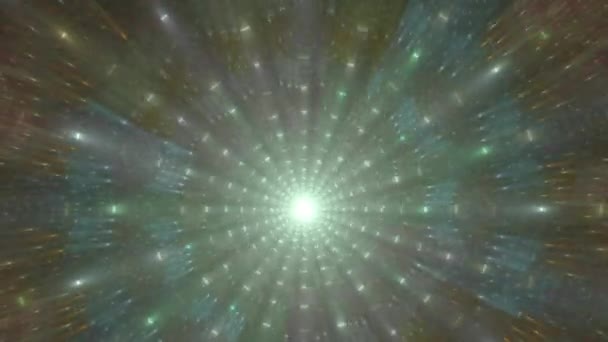 Красива барвиста петля, здатна психоделічно 4k обертається галактика фонове відео в сяючих кольорах з деталізованими швидко рухаються сяючими розмитими зірками руху — стокове відео