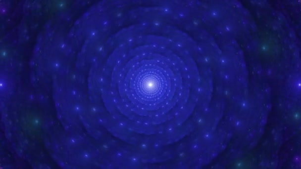 アブストラクト4Kループ可能なビデオで 詳細なトリッピーな輝く螺旋状の花のような装飾パターンを持ち 鮮やかな色で催眠光学スターのような幻想を作り出します — ストック動画