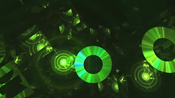 アブストラクトループ可能なフラクタル4Kビデオは 相互接続されたリングと輝く色の装飾パターンで構成されています — ストック動画