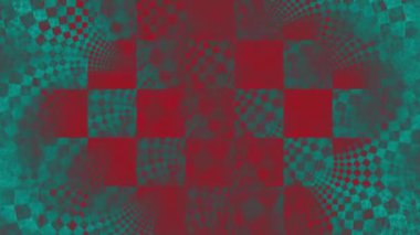 Merkezde ayrıntılı spiral desenli ve renk değiştiren 4k fraktal satranç arkaplanı ile soyut döngü.