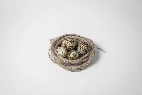 Wachteleier Auf Weißem Hintergrund Gesunde Ernährung Wachteleier Liegen Einem Nest — Stockfoto