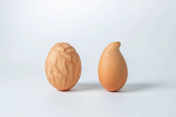 Ovos Galinha Deformados Ovos Galinha Fundo Branco — Fotografia de Stock