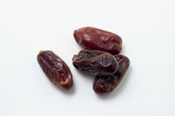 Dates Sur Fond Blanc Fruits Secs Dates Sèches Trouvent Côté — Photo