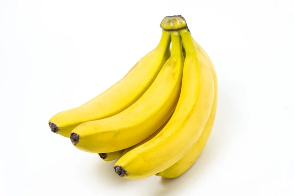 Bananen Een Witte Achtergrond Verse Gele Bananen Bananengroep Geïsoleerd Exotische — Stockfoto