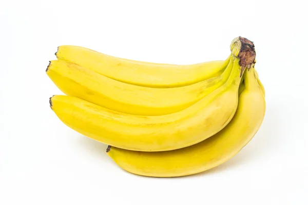 Banány Bílém Pozadí Čerstvé Žluté Banány Banánová Parta Izolovaná Exotické — Stock fotografie
