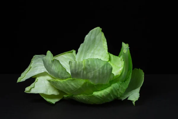 Kål Mörk Bakgrund Kålblad Svart Bakgrund Hälsosam Kost — Stockfoto