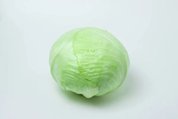 Cabbage White Background Head Cabbage Light Background Fresh Young Cabbage — Stock Photo, Image