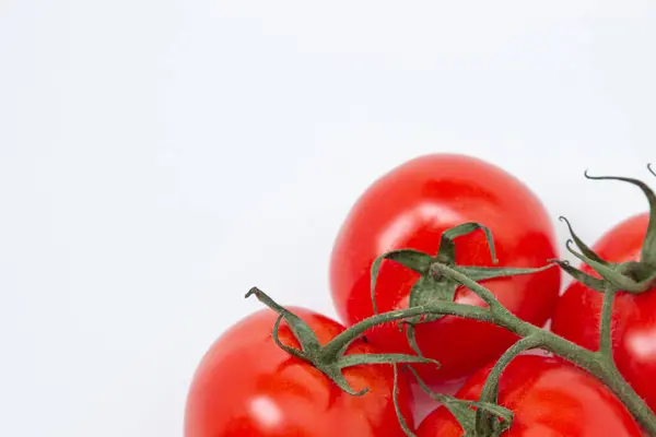 Pomodori Una Vite Sfondo Bianco Verdura Fresca Sana Pomodoro Maturo — Foto Stock