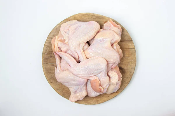 Rauwe Kippenvleugels Een Witte Achtergrond Vers Kippenvlees Gezond Dieet Oogsten — Stockfoto