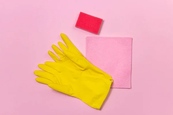 Productos Limpieza Sobre Fondo Color Herramientas Limpieza Interiores Herramientas Limpieza — Foto de Stock