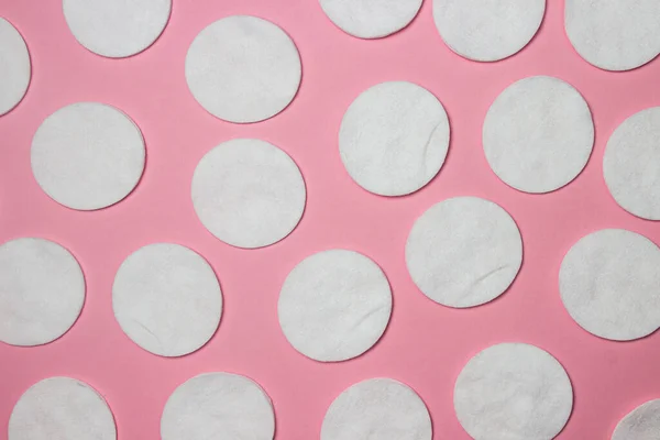 Almohadillas Algodón Sobre Fondo Rosa Concepto Higiene Personal Productos Algodón — Foto de Stock