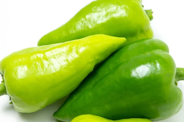 Green Peppers White Background Healthy Vegetables Bell Pepper — Stock Photo, Image