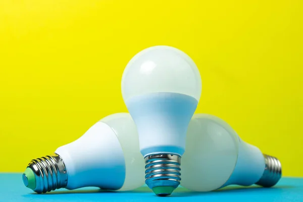 LED bulbs on a colored background. Modern light source
