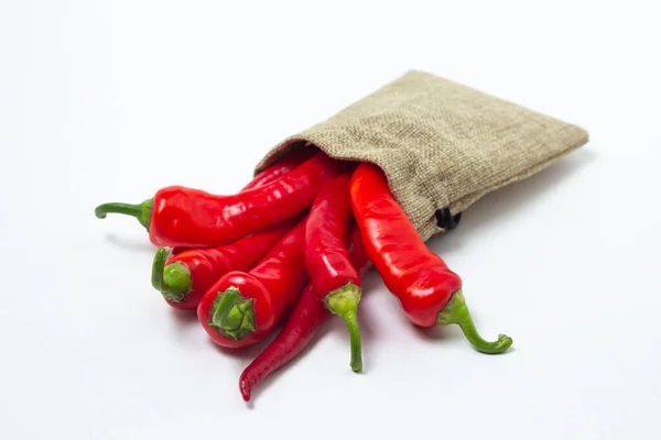 Red Hot Chili Peppers Bag White Background Chili Pepper Isolated — Stock Photo, Image