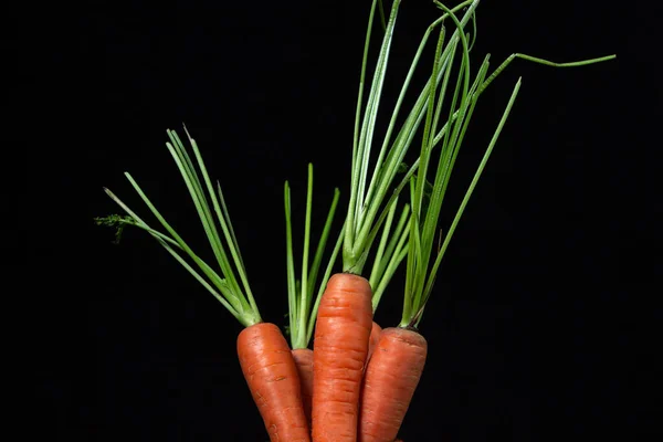 Свежая Спелая Морковь Черном Фоне Здоровый Овощ — стоковое фото