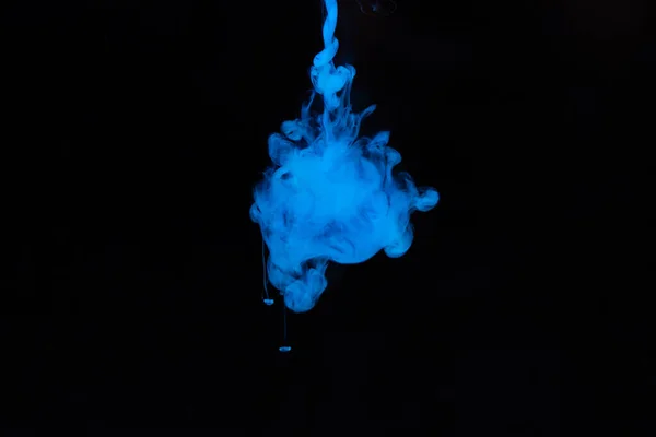 Pintura Azul Disuelve Agua Sobre Fondo Negro Pintura Acuarela Agua — Foto de Stock