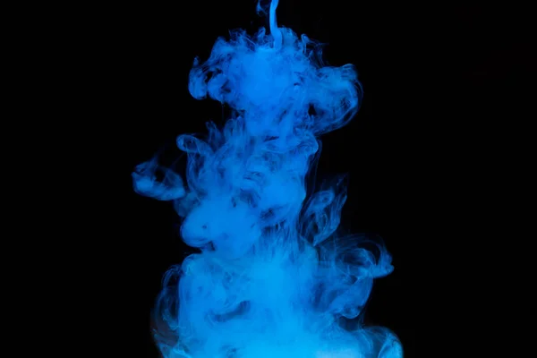 Blue Paint Dissolves Water Black Background Watercolor Paint Water — Stock Photo, Image