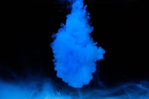 Pintura Azul Disuelve Agua Sobre Fondo Negro Pintura Acuarela Agua — Foto de Stock