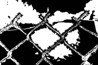 Karla kaplı kafes çiti. Kış zamanı. Şiddetli kar yağışıweather condition.