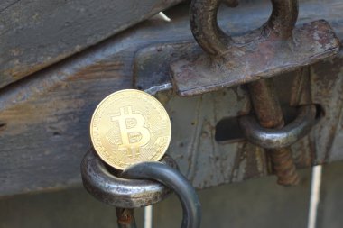 Soyut arka planda Bitcoin. Bitcoin. Kripto para birimi arkaplan kavramı.