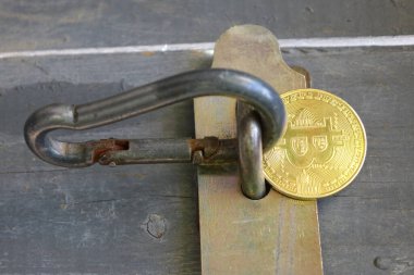 Soyut arka planda Bitcoin. Bitcoin. Kripto para birimi arkaplan kavramı.