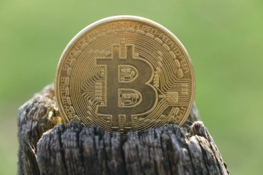 Soyut arka planda Bitcoin. Bitcoin. Kripto para birimi arkaplan kavramı.