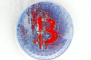 Soyut arka planda Bitcoin. Bitcoin. Kripto para birimi arkaplan kavramı.